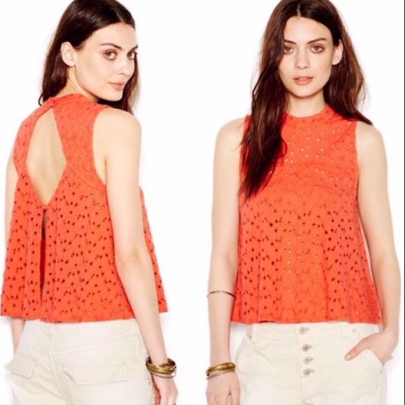 Free People Cupcake Mali Eyelet Swing Crop Top Size SP - Picture 1 of 6